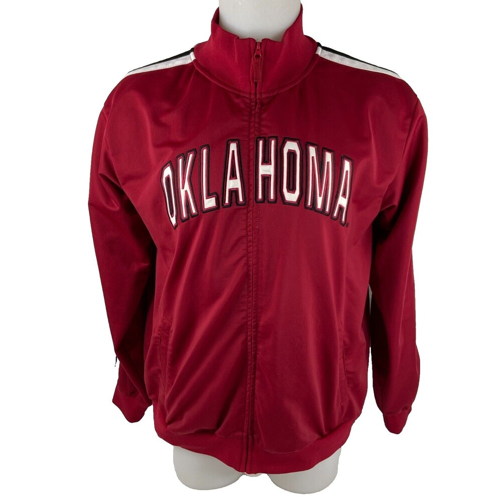 Oklahoma Sooners Men XL Full Zip Warm Up Jacket Embroidered Logo NCAA Football